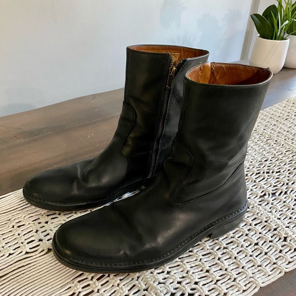 John Varvatos Mercer leather zip up moto boots